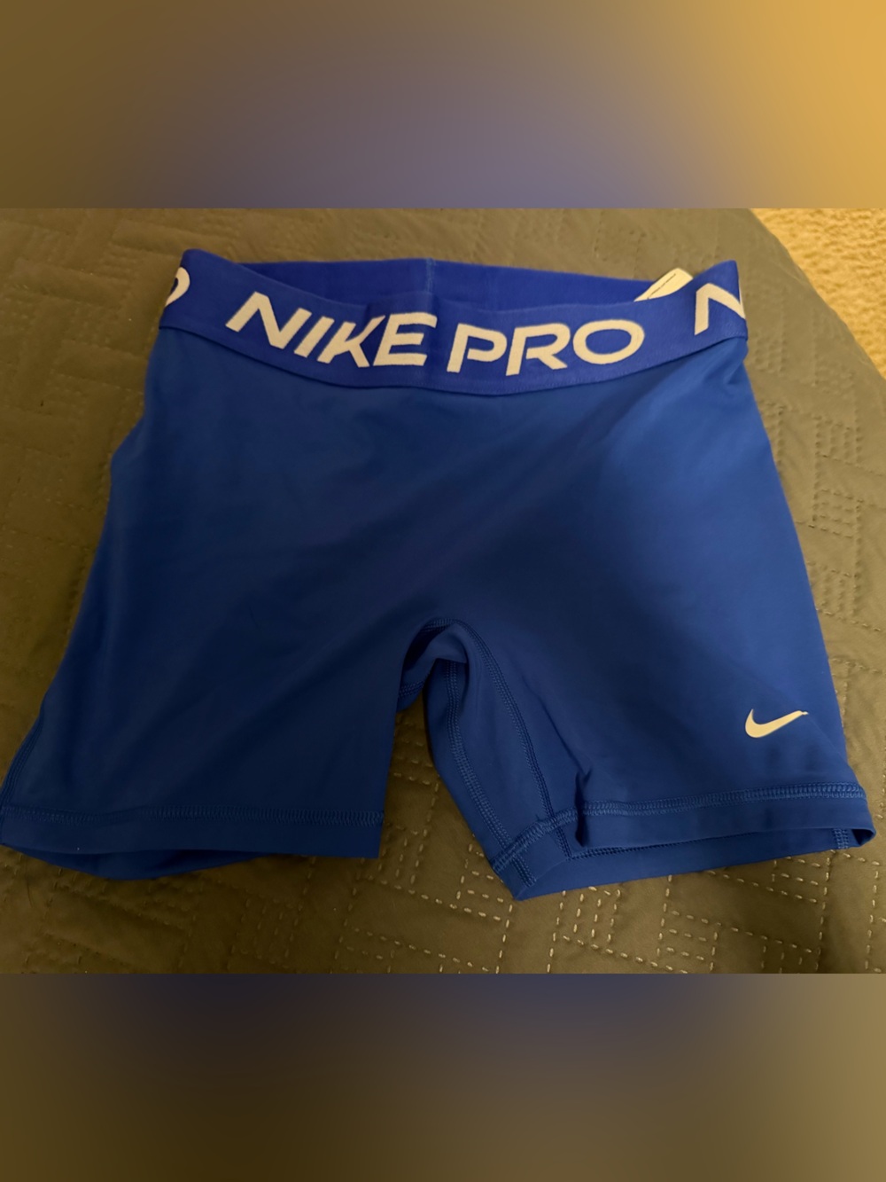 Nike Blue Performance Compression Shorts with White Branding